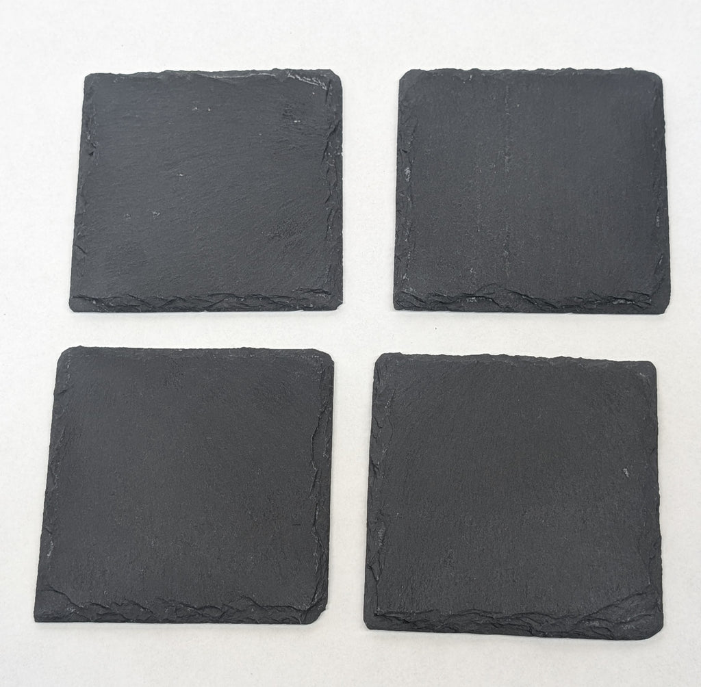 Elegant Square Slate Drink Coasters (Set of 4)